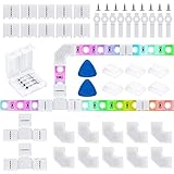 4-Pin RGB LED Light Connectors 10mm Gapless Solderless LED Strip Connectors for SMD 5050 Multicolor...