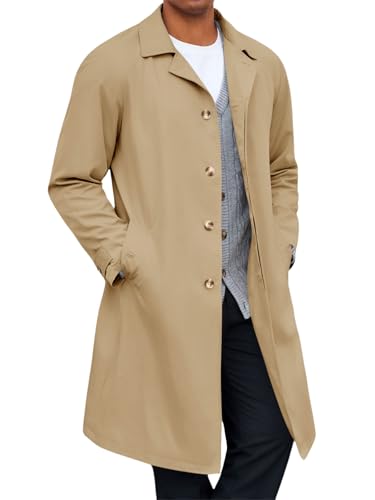 Yousify Men's Casual Slim Fit Trench Coat
