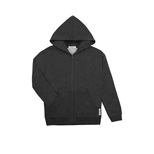 AMERICLOUD Kids Zip Up Hoodie Sprot Jacket Basic Soft Brushed Fleece Full Zip Hooded Sweatshirts for Boys or Girls 3-12 Years (Dark Gray-XL)