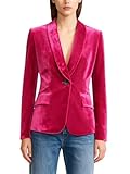 Chaqueta de terciopelo para mujer, con cuello de solapa, para boda, fiesta, negocios, trabajo, oficina, fucsia, S
