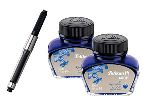 Pelikan 301010 Tintenglas Tinte 4001, 30 ml, 1 Stück (1 Converter + 2x 30 ml Königsblau)