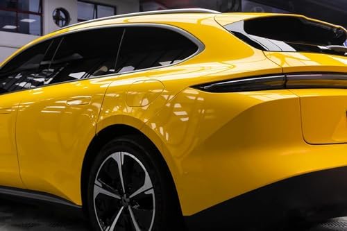 LZLRUN High Gloss Yellow Vinyl Realistic Paint Car Wrap Film 1ft x 5ft - 1