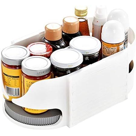 Amazon 調味料入れ 調味料 収納 回転して奥のモノも取れる 持ち運び 省スペース 調味料ラック 隙間収納 収納ラック キッチン 食卓 調味料 スパイスラック オンライン通販