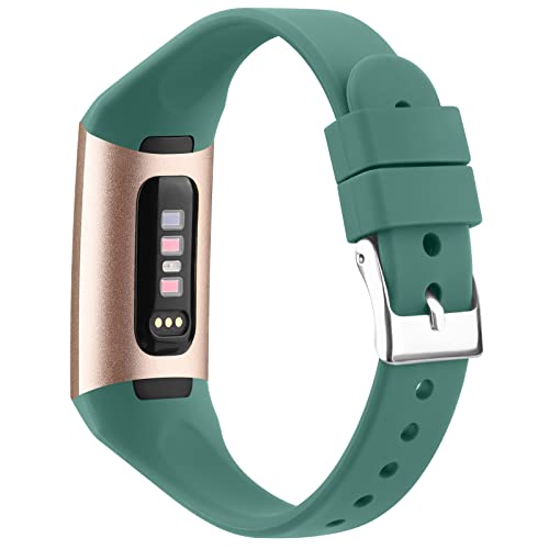 Image of Tobfit Silicone Band for Fitbit Charge 4 Fitness Tracker, Adjustable Wristband for Fitbit Charge 3 Fitness Tracker, Soft Sport Strap with Metal Buckle for Men Women