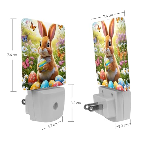 Image of NEWzone Easter Eggs Bunny Night Light [2 Pack], Plug in Wall Led Night Lights Decor for Boys Girls Room, Dusk to Dawn Sensor Wall Lamp for Stairway /Bedroom /Kitchen /Nursery Room
