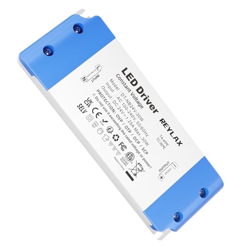 REYLAX LED Driver 24V 30W Ultra Slim 24V Transformer 240V AC to 24V DC 1.25A Low Voltage Power Supply Constant Voltage for LED Strip Lights G4 MR11 MR16 Light Bulbs