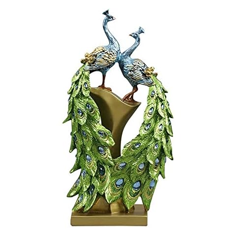 fikujap Wunderschöne Pfauenharzdekoration, Pfauenstatue -Sammler Skulptur, Pfauen Vase Dekoration Weinschrank Veranda Veranda Dekoration Dekoration Dekoration Geschenk geben Hochzeitsgeschenk Cover