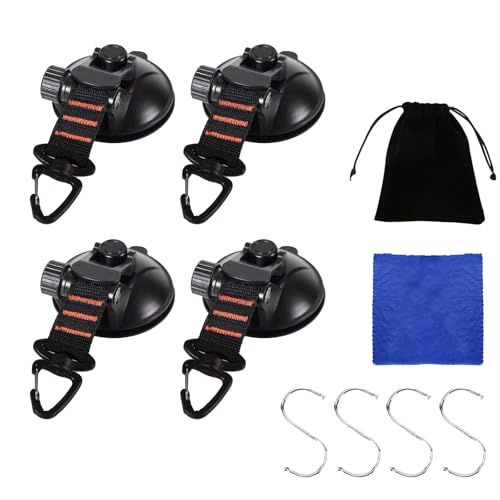 Bustlwor 4 Piezas Ganchos Multifuncionales, Ventosas Camper, Ventosa Extrafuertes para Camping, Hogar, Coche, Tienda de Campaña, Toldo, Autocaravana
