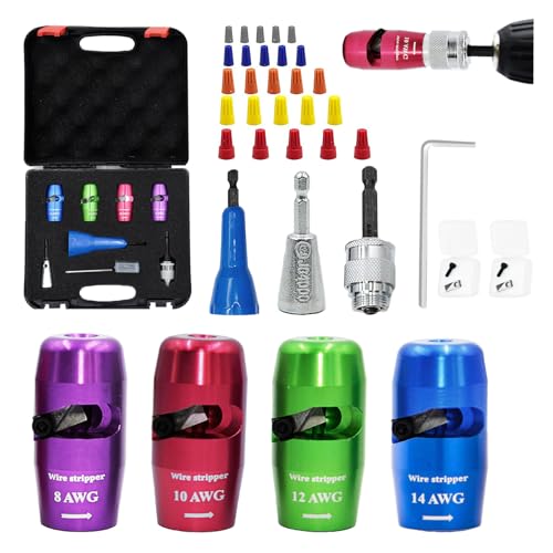 Wire Stripper for Drill, Professional Wire Twister Tool for Drill, 7 In 1 Wire Nut Twister for Drill, US Regulations Electric Wire Stripping and Twisting Tool, Portable Cable Stripper Tool Kit
