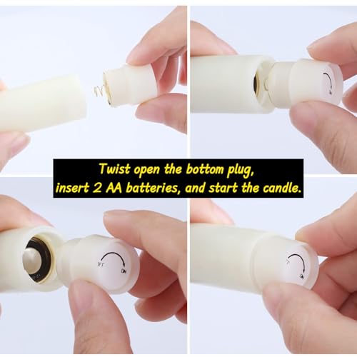 Image of Flameless Taper Candles Flickering with Remote and Timer, 3D Moving Flame Taper Candle Battery Operated to 400 Hours, 9 Inch Window Candles, (Orange)