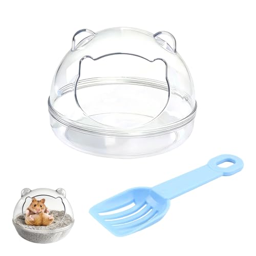 PLUSHCEWT Hamster Sandbad, Hamster Badezimmer, Hamsters Toilette mit Blauer Sandschaufel, Hamsters Badewanne Behälter, Hamsterkäfig Zubehör für Kleintiere wie Zwerghamster, Mäuse