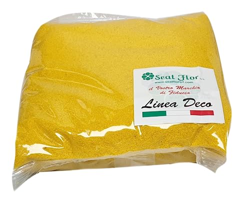 Seat Flor SRL® Sabbia Colorata, Sabbia per Decorazione vasi 0,5 mm Sacchetto da 1kg ca. (25 Colori Disponibili) (Giallo)