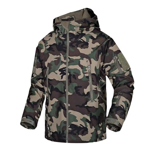 Wisdom Wolf Hommes Vestes Militaire Tactique impermeable Softshell Hiver Outdoor Sport Zippé Capuche,3XL,Camouflage-vert