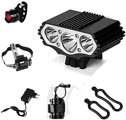 Constefire Eclairage LED Velo,6600 Lumens 3X LED 4 Modes Bicyclette de Vélo Lampe Extérieure Devant la Lumière Eclairage Vélo Puissant+Phare arrière & Feu arrière