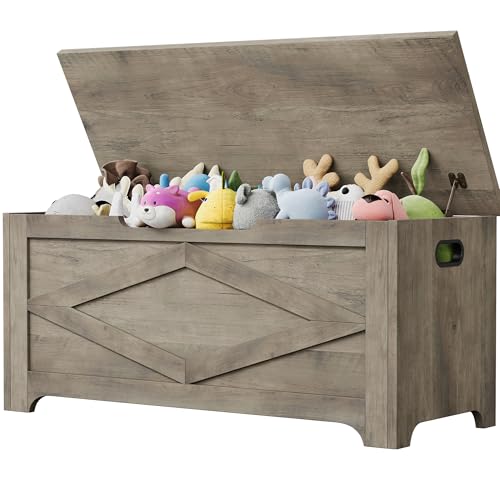 GAOMON Storage Chest, Wooden Toy Storage Bench, Modern Style Lift-Top Toy Chest with Safety Hinge for Entryway, Bedroom, Living Room, Supports 300 Lb and Easy Assembly