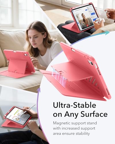 Image of ESR for iPad (A16) 11th Generation Cover, iPad 11th /10th Gen Cover (2025 /2022), Vertical Stand Case, Multi Stand Angles, Ultra-Stable Case with Pencil Holder, Flip Series, Red