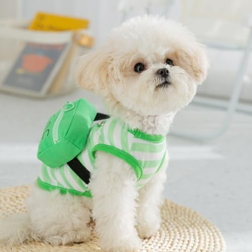 Disfraz para gato y perro Chaleco rayado con bolsa 3D verde XS miniatura 5