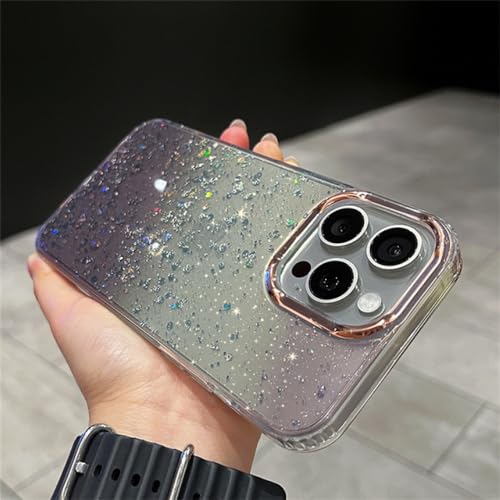 Étui iPhone 15 transparent à paillettes noires protection antichoc acrylique