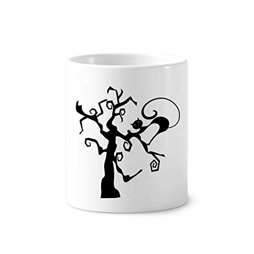 Arbre à chat Halloween porte-brosse à dents céramique et pot à stylo blanc orange 350ml