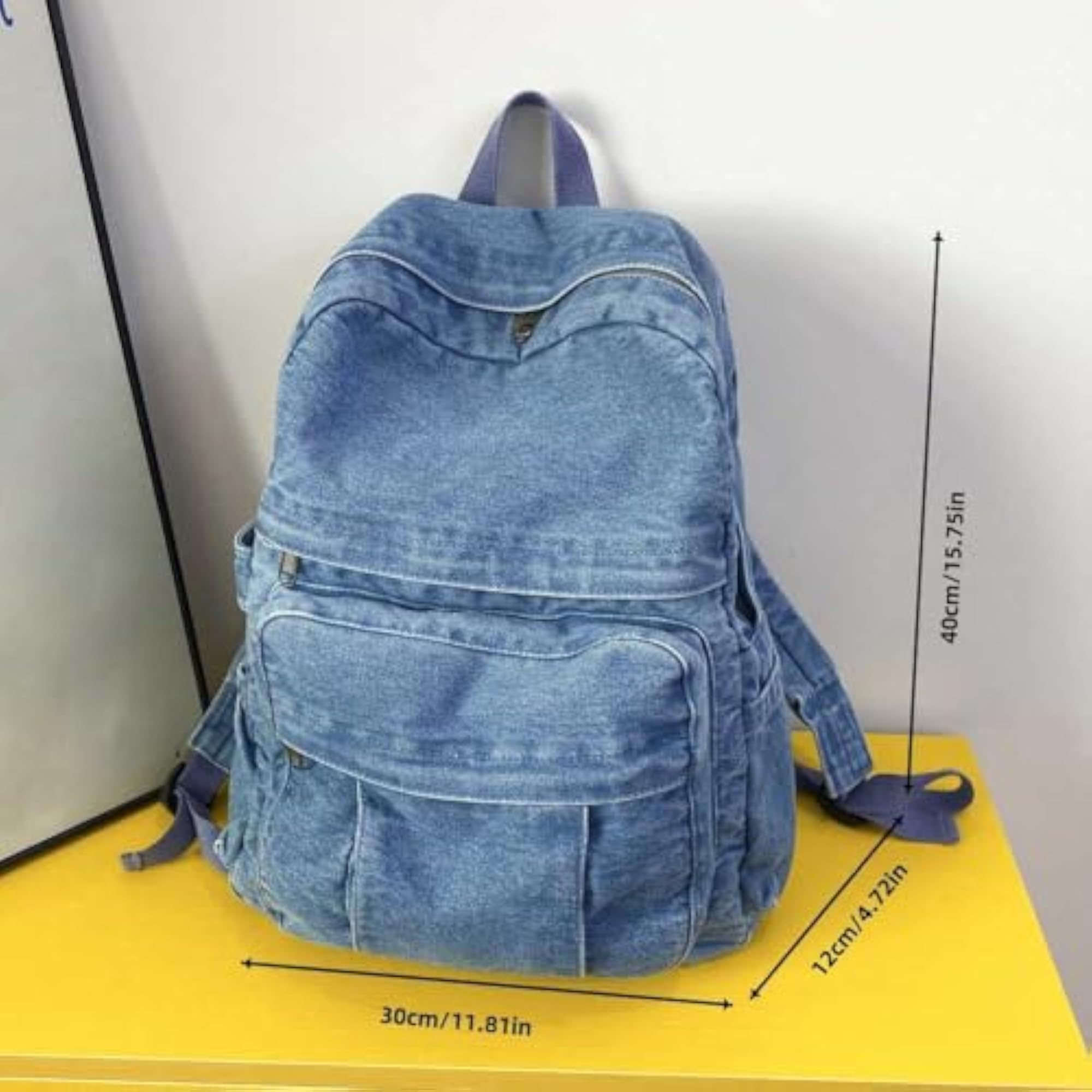 Vintage Style Denim Adjustable Strap Laptop Backpack for Women