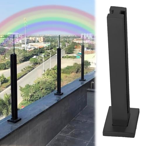 Poste para Barandillas de Vidrio Postes De Barandilla De Vidrio Negro, Kit De Balaustrada De Vidrio Para Exteriores, Balcones, Terrazas Y Piscinas, Altura: 30, 50, 60, 90, 100, 120, 140 Y 150 Cm. Sopo