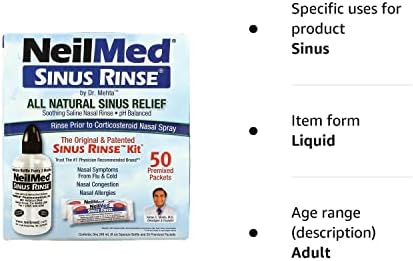 NeilMed Original Sinus Rinse Kit with 60 Premixed Sachets