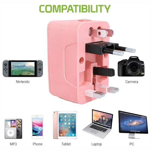Image of MX Universal Travel Adapter All in One Worldwide Plug Adapter, International Plug Converter for Europe UK USA India, Multi Plug Universal Socket with Surge Protection, International Travel Adapter
