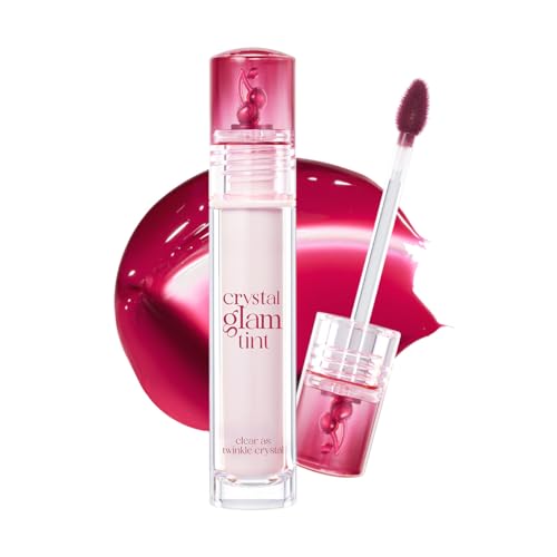 Image of CLIO Crystal Glam Tint, Glossy Lip Tint with Glass-Like Shine, Lightweight Buildable Lip Stain, Long-Lasting Pigmented Color, Non-Sticky, Korean Lip Tint, Safe for Sensitive Lips (025 DARK CHERRY)
