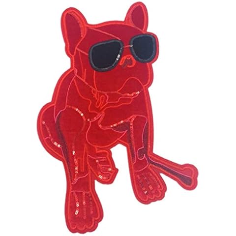 Healifty parche bordado bulldog con gafas de sol Cover