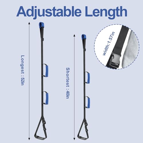leg lifter 40-52 inch long leg lifter for after hip replacement knee surgery elderly adjustable foot loop padded handles leg lifter strap mobility aids for getting legs in and out of bed