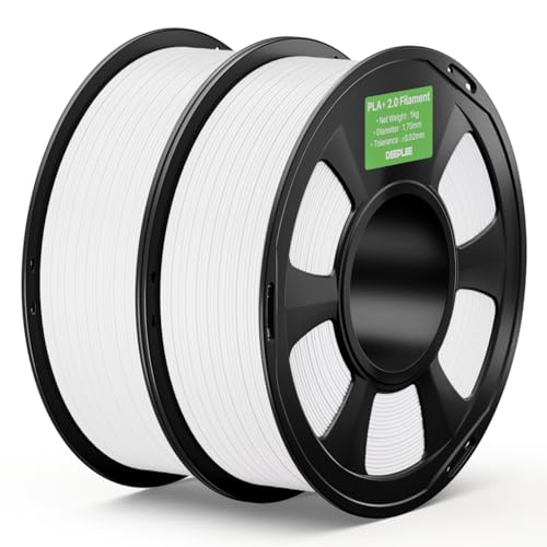 DEEPLEE PLA+ 2.0 Filament 1.75mm, Stronger Toughness 3D Printer Filament, White 2KG, Upgrade PLA Plus 3D Printer Filament, High Speed PLA+ Filament for Most FDM 3D Drucker