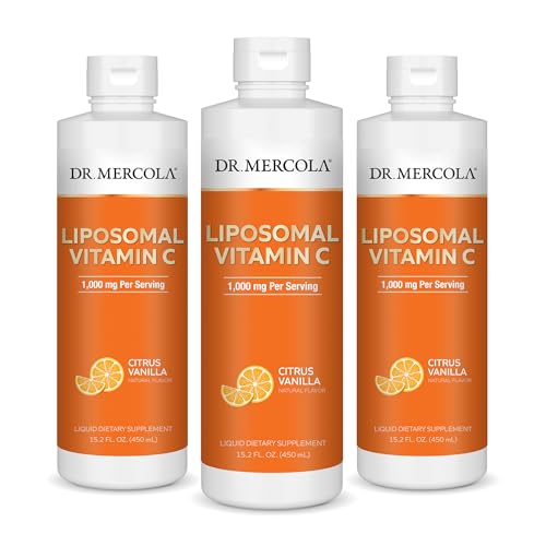 Dr. Mercola Liquid Liposomal Vitamin C, 15.20 Fl. Oz. (450 mL), 3-Pack (90 Servings), Dietary Supplement, Potent Antioxidant and Essential Nutrient, Non-GMO