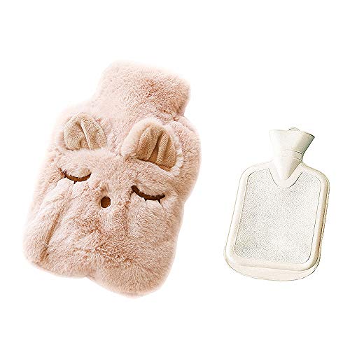 Drizzle Bouillotte avec housse en polaire douce Série animale Classic Procure chaleur et confort (Cat black)