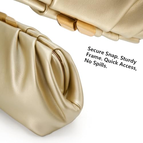 Image of Gurina Pleated PU Clutch Purse for Women Formal - Evening Bag with Detachable Chain for Weddings, Proms