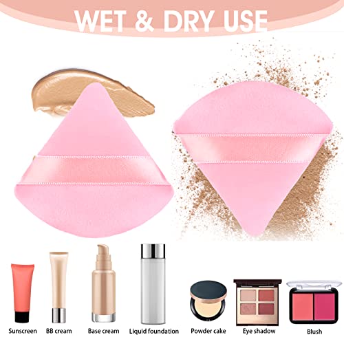 Wllhyf 8Pcs Powder Puffs Face Cosmetic Sponge Triangle Powder Puff Washable Reusable Velour Cotton Puff Setting Makeup Sponge For Under Eyes And Face Body Loose Powder Makeup Tool With Box(Pink) #TOP5