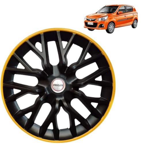 Image of Prigan Alto K10 Black Yellow Wheel Cover 13 inch for Alto K10 (Set of 4 Pcs) (Press Fitting) Model- Gtline-BY-13
