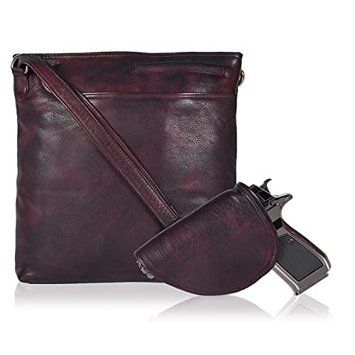 Ozora Multi Pockets Handmade Leather Crossbody Handbags & Sling Bag for Men & Women with Detachable Holster