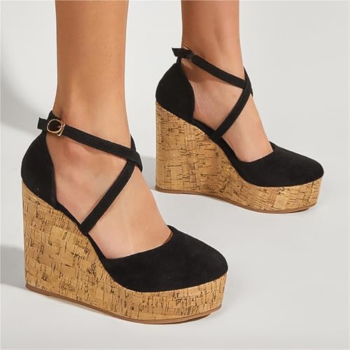 Platform Sandals Ins Style Round Toe Sandals Women'S Thick Sole Slope Sandalias4