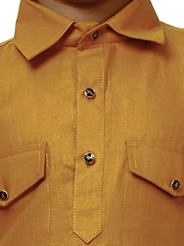 Image of Pro-Ethic Style Developer Kids Ethnic Wear Cotton Pathani Suit for Boys|Plain Kurta Pajama