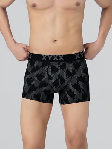 Image of XYXX Men's Matrix Super Combed Cotton Blend Geometric Antimicrobial Trunks with No Marks Waistband (Pack of 2)