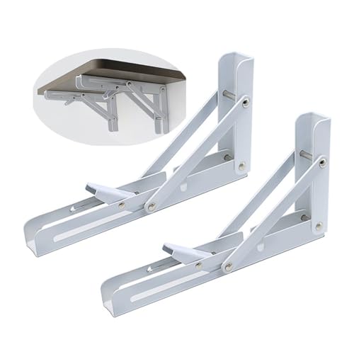 2 Stück Klappkonsolen Schwerlast Rostfreier Stahl,Regalträger Klappbar Regal Halterung Wandkonsole Trennwand Tablarträger Klappschanier,für Tischplatten Klapptisch Wandtisch (15cm,White)
