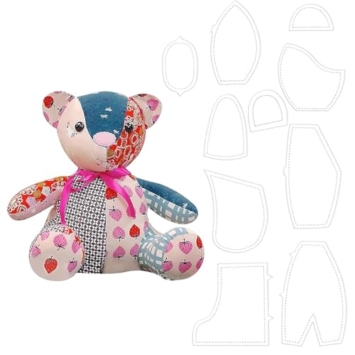 fKiZanthene 15 Inch Memory Bear Sewing Patterns, Quilting Template for Crafters Beginners DIY Teddy Bear Making Home Needlework Crafts for Birthday Gift