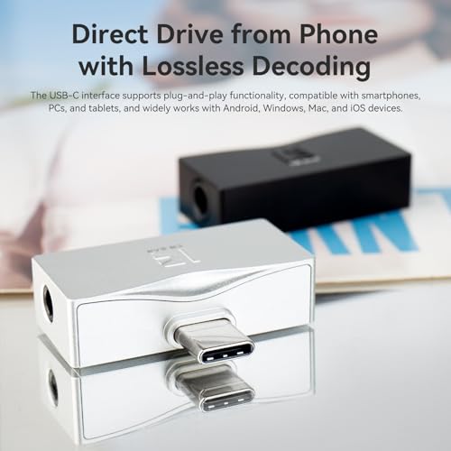 Image of 2026 KBEAR TC06 USB C DAC with Headphone Amplifier, Portable Mini DAC Amp with 3.5mm 4.4mm Output, HIFI Hi-Res USB C to 3.5mm Audio Adapter for KZ ZS10 PRO IEM,Work with PC /Laptop /Phone(Silver)
