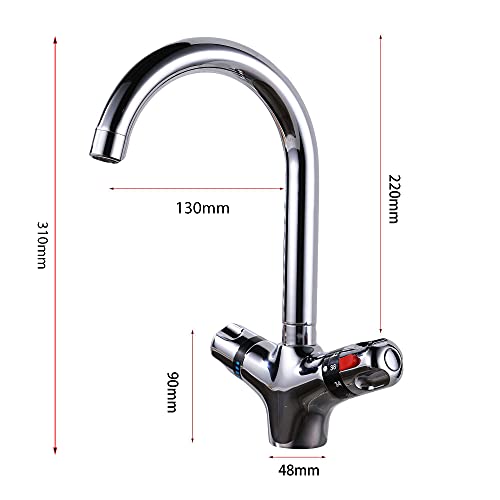 Mitigeur basse pression avec bec en J économe en eau pour évier de cuisine et lavabo
