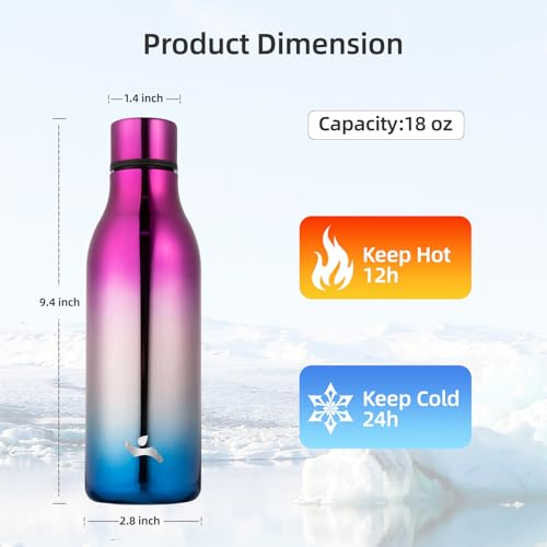 Image of Konokyo Insulated Water Bottle with Strap,18 oz Double Wall Stainless Steel Vacuum Bottles Metal Water Flask,Wonderland
