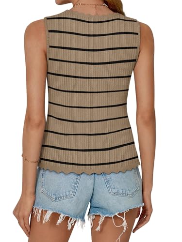 Image of COCCKO Womens Summer Tops Vacation Beach Outfits Cute Tie Front Crochet Vest Knit Sleeveless Sweaters