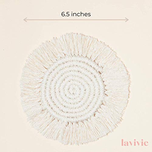 Lavivie Macrame Coasters Woven Boho Handmade Absorbent Placemats, For Desk Table Kitchen Dining Room Drink Picnic Housewarming Home Decor Rattan Wicker Bamboo1 (Marshmallow (Set Of 2)) #TOP2