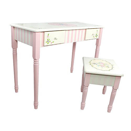 Fantasy Fields - Bouquet Thematic Kids Flip Top Mirror Vanity Table and Stool Set | Imagination Inspiring Hand Crafted & Hand Painted Details Non-Toxic, Lead Free Water-based Paint