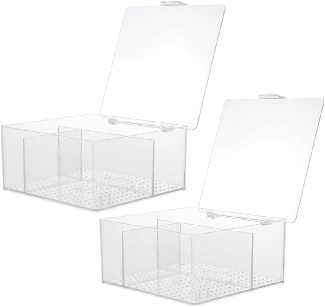 2pcs Transparent Jewelry Storage Box with Divided Sections for Earrings Necklaces Bracelets Durable Organizer Case with Cover for Home and Travel Use
