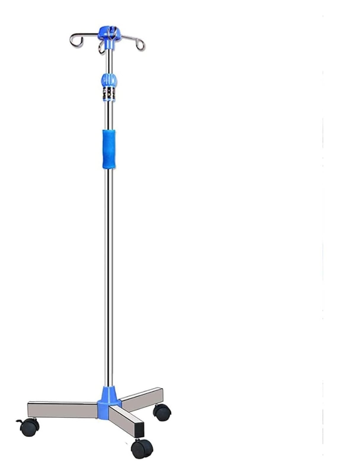 Soporte para Suero con Ruedas, Portasueros Portátil de Acero Inoxidable Altura Ajustable, con Múltiples Ganchos para Hospital, Clínica y Hogar